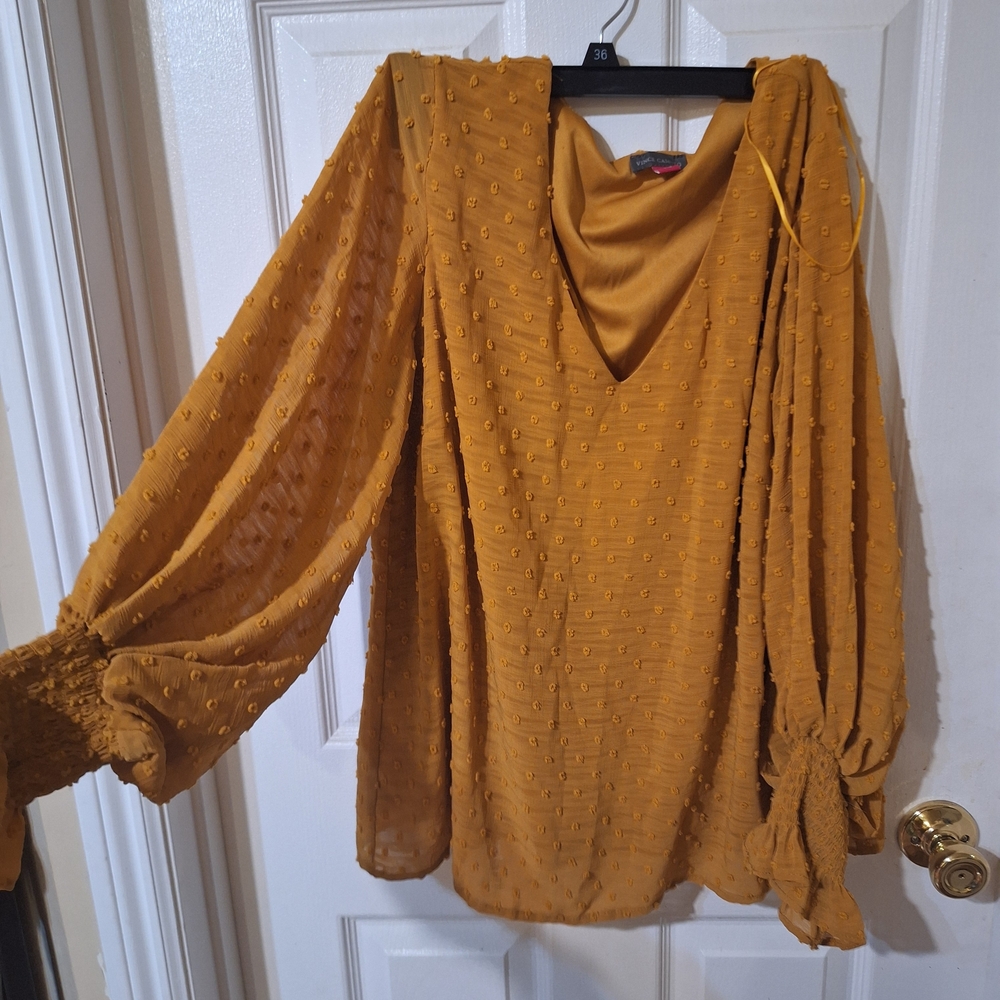 Vince Camuto Mustard Textured Blouse